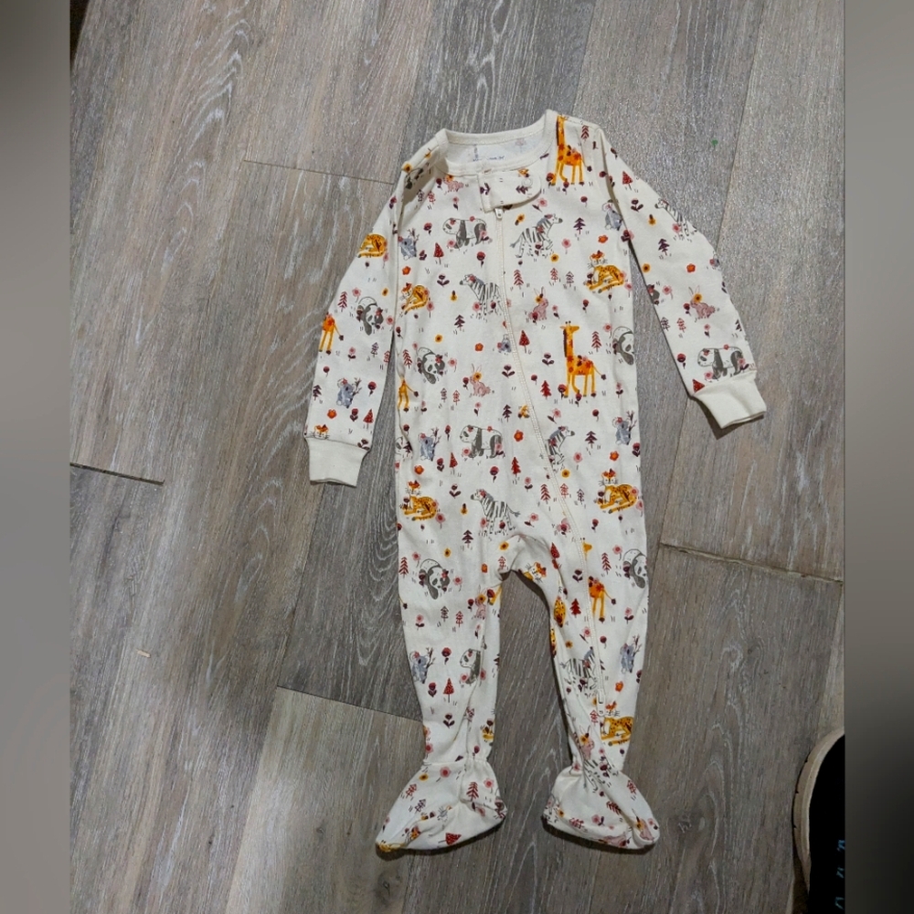 Charming Safari Print Kids Footie Pajamas